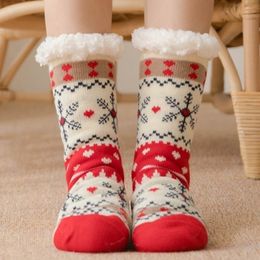 Home slippers Woman Christmas cartoon slippers bedroom knitting floor socks shoes female cozy plush slippers Y201026