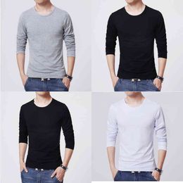 2022 MRMT Brand New Men's T-Shirts Long Sleeve Slim Men T-Shirt Young Man Pure Colour Tops Tees Shirt O-Neck For Male Boys Tshirt Y220606