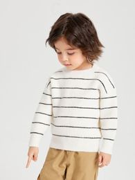 Toddler Boys Stripe Pattern Drop Shoulder Sweater SHE01