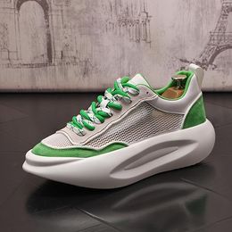 Wedding Designers Lace Up Dress Party Shoes Fashion Lace Up mesh Breathable Casual Sneakers Round Toe Thick Bottom Busin