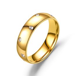 Gold Stainless Steel Micro-set Zircon Ring Band Diamond Rings for Woman Men Engagement Wedding Gift Fine Fashion Jewellery
