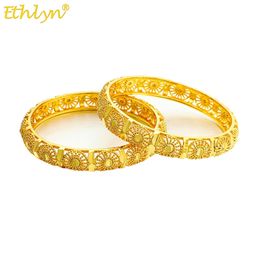 Ethlyn 2Pcs/Lot Gold Colour Kids Bangles Bracelet Children Jewellery African Ethiopia Party Gifts MY274 W220423