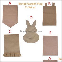 Burlap Garden Flag 31*46Cm Halloween Jute Ruffles Diy Linen Yard Hanging House Decoration Portable Banner 5 Styles Drop Delivery 2021 Decora