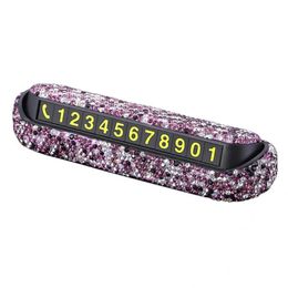 Interior Decorations Universal Rhinestone Phone Number In Car Parking License Plate Temporary Stop Sign Hidden SwitchInterior