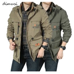 DiMusi Mens Jackets Casual Outwear Caminhando Windbreaker Coats Capuzes Fashion Cargo Bomber Bomber Jackets Mens roupas 220816