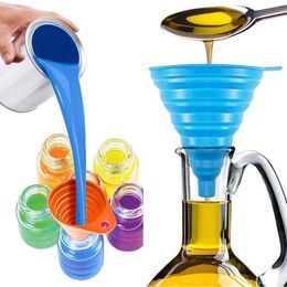 Sublimation Kitchen 1pcs Mini Foldable Funnel Silicone Collapsible Funnels Folding Portable Be Hung Household Liquid Dispensing Kitchen Tools