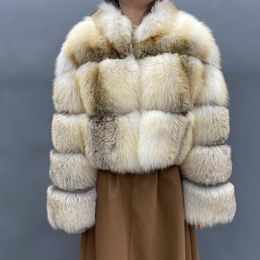 Women's Fur & Faux Women Factory Wholesale Jacket Fashionable Soft Fluffy Bubble Stripe Stand Collar Short Genuine SkinWomen's Women'sWomen'