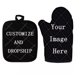 Customise Your Image Polyester Glove Heatproof Mitten Oven Mitts and Potholder mat for Kitchen s Drop 220707