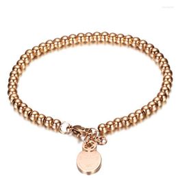 Link Chain Beads Bracelet For Women Stainless Steel Rose Gold Chains Woman Accessories Fashion Hip Hop Bracelets 2022