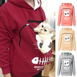 Felpe con cappuccio da uomo Felpe Pet Carrier Addensare Camicie Amanti dei gatti Felpa con cappuccio Pullover per cani canguro Cuddle Pouch Felpa Tasca Orecchio di animale H