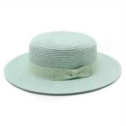 Simple Summer Women Men Beach Hat Female Casual Panama Hat Lady Brand Womens Flat Brim Bowknot Straw Cap Girl Sun Boater Hats