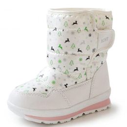 Children boots girls and boys non-slip snow boots children 's waterproof thick wool inside warm below -30 LJ201201