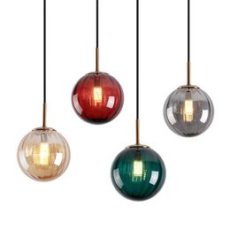Pendant Lamps Nodic Colourful Ball Glass Lamp Vintage Shop Dining Room Kitchen Deconated Indoor Lighting Modern Bedroom Light FixturePendant