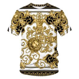 latest Baroque t shirt for menwomen summer oversized Tshirt 3d Lion head crown print printed round neck short sleeve 220526