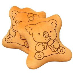 Koala Pattern Cookie Biscuit Shape Filled Ornamental Cushion Cute Printed Food Sofa Bed Waist For Kids Birthday J220704