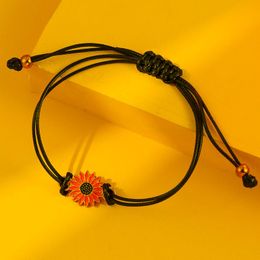 Charm Bracelets Fashion 1pc Daisy Sunflower Bracelet For Women Adjustable Braid Rope Chain Friendship Lover Jewelry GiftCharm