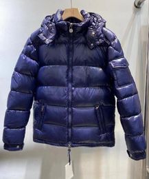 Men womens Down Coat Outerwear Classic Winter Puffer Jacket Hooded Designer Parkas Luxury Streetwear Homme Unisex Coats S-XXL Dark Blue