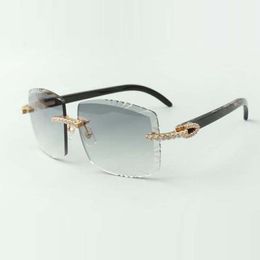 designers endless diamonds sunglasses 3524022, cutting lens natural black textrued buffalo horn glasses, size: 58-18-140mm