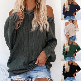 Women's Sweaters Women Knitwear Spring Fashion Pullover Top Sexy Open Back Cross Halter Sweater Long Sleeve Cold Shoulder Knitted Jumper Swe