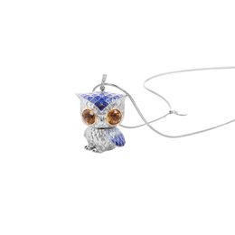 316L stainless steel owl animal Necklaces & Pendants Cute fashion silver blue Couples jewelry