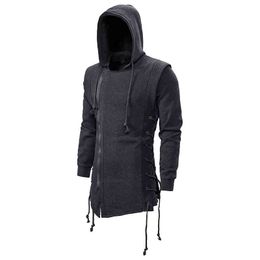 Outono novos homens hoodies moletom com capuz casual sólido manga comprida hoodie magro assassino credo escuro casaco de jaqueta solta