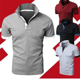 Polo Shirt Summer men Short Sleeve Turn over Collar Slim Tops Casual Breathable Solid Colour Business Asian Plus Size 5XL 220621