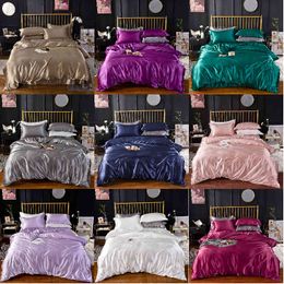 High End Home Emulation Silk Satin Bedding Set Luxury Single Double Duvet Cover Quality King Queen Size s