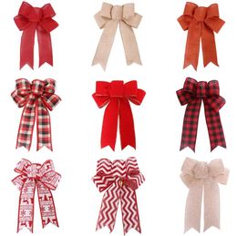 Burlap christmas decorations bow handmade holiday gift tree decoration bows 9 Colours SN4091
