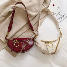 fashion Large capacity oblique Chest pack chain design shoulder bag women Circle zipper handbag