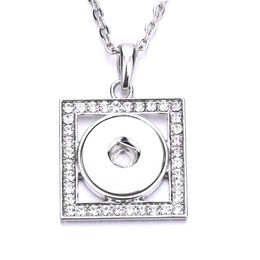 Snap Button Charms Jewellery Zircon Hollow Round Geometric Pendant Fit 18mm Snaps Buttons Necklace for Women Noosa D101