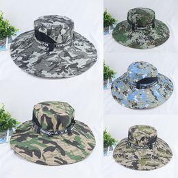 Summer Camouflage Fisherman Hat Men's Military Tactical Camouflage Bunnies Outdoor Hunting Hiking Hiking Hat Breathable Sun Hat