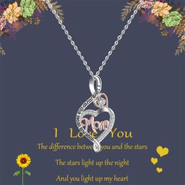 S925 sterling silver favor diamond heart necklace mom holiday gift love pendant mother's day gift jewelry