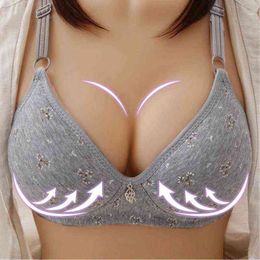 2022 Plus Size B C Cup Women Wire Free Bra Woman Wireless Lingerie Push Up Underwear Cotton Lingerie Femmale Sexy brasserie L220727