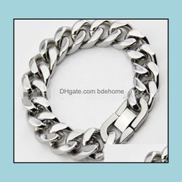 Bangle Bracelets Jewellery Mens Titanium Steel Stainless Polished Denim Bracelet 15Mm 23Cm Drop Delivery 2021 Az50O