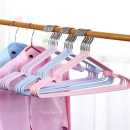10Pcs/Set Children Adult Clothes Hanger Metal+PVC Non-Slip Clothes Drying Rack Household Kids Clothing Organizer Hangers Hook 220408