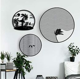 Metal Wall Art Black Metal Wall Decor Seascape & Beach Pattern Hanging Elements