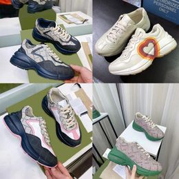 old women UK - Designer Rhyton Casual Shoes Women Mens Sneakers Old Dad Trainers Vintage Genuine Leather Chaussures Shoe Increase Platform Leisure Sneaker 650O BLYL