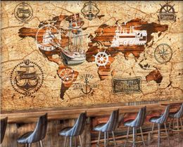 high quality 3D Murals Wallpaper Nautical map retro tooling 3D TV background mural wall papers home decor papel de parede