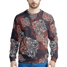 Men's Sweaters Arrival Special Sweatshirt Polynesian Tribal Traditional Floral Print Men's Hoodies Elegant Autumn O-neck Pullover Hoodie