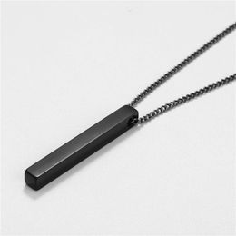 Chains Men Jewellery Neck Chain Black Long Rectangle Pendant Man Trendy Simple Stainless Steel Necklace Accessories Goth Mens Necklaces