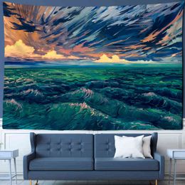 Landscape Wall Rug Bohemia Home Living Room Decoration Rugs Panoramic paper Carpet Mural Tapiz J220804
