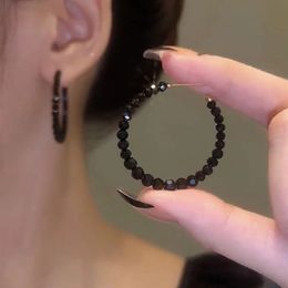 2022 Dangle & Chandelier 2022 New Fashion Black Earrings Beautiful Simple Crystal Beaded C Shaped Earings
