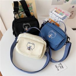 korea phones Australia - Evening Bags Small Women Canvas Shoulder Korean Cartoon Print Fashion Mini Cloth Handbags Phone Crossbody Bag For Cute Girl 2022 Purse