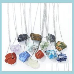 Arts And Crafts Irregar Natural Crystal Large Rough Stone Pendant Necklace For Women Men Stainless Steel Chain Drop Deliv Sports2010 Dhyub