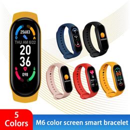 M6 Smart Armband Armbänder Fitness Tracker Echte Herzfrequenz Blutdruck Monitor Bildschirm IP67 Wasserdichte Sport Uhr Für Android Handys VS M3 M4 M5 ID116 Plus