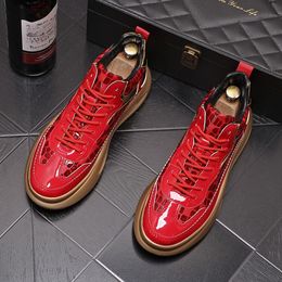 2022 Korean Fashion Print Leather Men Casual Shoes Hip Hop High Tops Sneakers Winter Boots Zapatillas Hombre