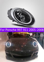 ALL LED Headlight for Porsche 997 911 2005-2008 LED Driving Light Angel Eyes High Beam Lens Head Lights Daily Lamp