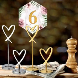 20Pcs Heart-Shaped Stainless Steel Clip Table Number Tag Holder Hotel Conference Name Card Display Banquet Seat Party Card Clip