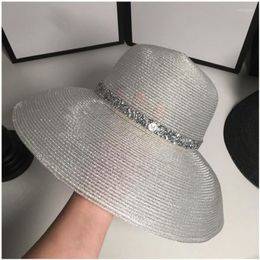 Wide Brim Hats Transparent Sun Hat Straw Visors HatHats For Women Silk Ultra-thin Breathable Summer Ladies Bucket HatWide Oliv22