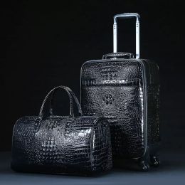 Luggage real crocodile trunk valise tote duffle suitcase carry Travel Leather Rolling Luggage Bags Hand brwon basketball can custom Air Boxe Luggages Accessories